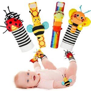 Baby Wrist Rattle Socks and Foot Finder Set Perfect Baby Toys for 0-12 Months